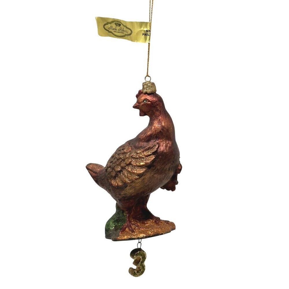 Mark Roberts Three French Hens Ornament 12 Days of Christmas Glittered Bird